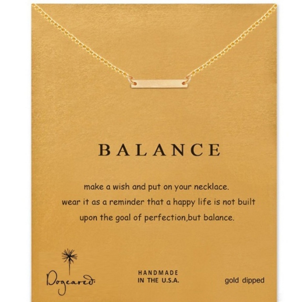 Dogeared Balance Gold bar lucky Necklace
